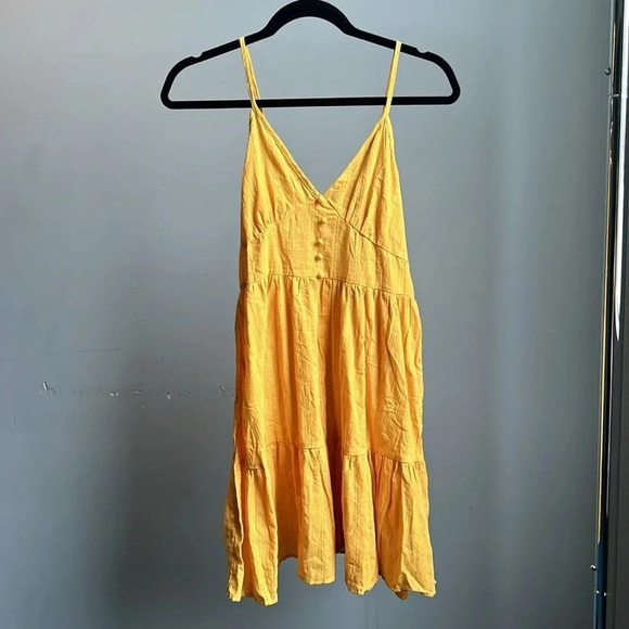 SHEIN Sundress Yellow Gold | V Neck Sundress | Yellow Sundress | Gold Sundress - Picture 1 of 9